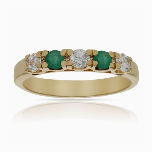 SORTIJA ORO 18KL ESMERALDAS FINAS + CIRCONITAS
