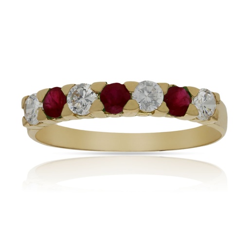 SORTIJA ORO 18KL RUBIES FINOS + CIRCONITAS