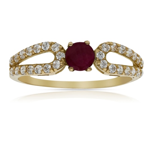 SORTIJA ORO 18KL RUBI FINO + CIRCONITAS