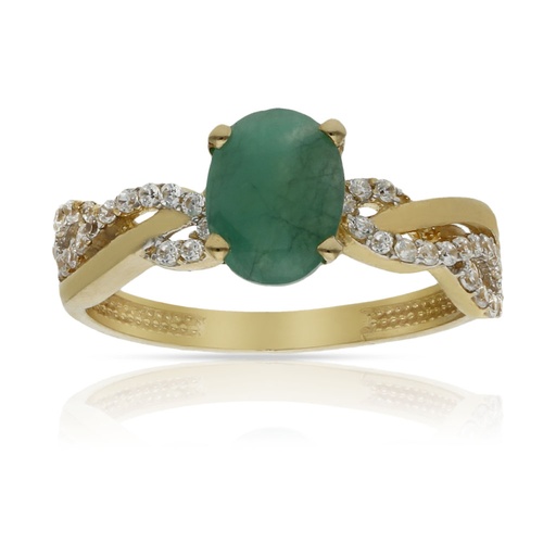 SORTIJA ORO 18KL ESMERALDA FINA + CIRCONITAS