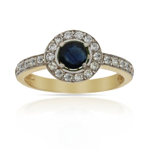 SORTIJA ORO 18KL ZAFIRO FINO + CIRCONITAS