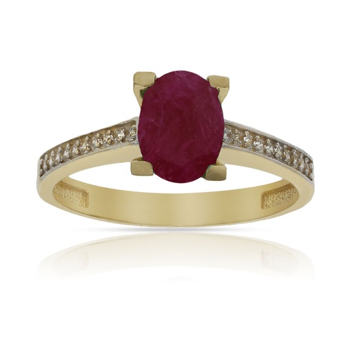 SORTIJA ORO 18KL RUBI FINO + CIRCONITAS