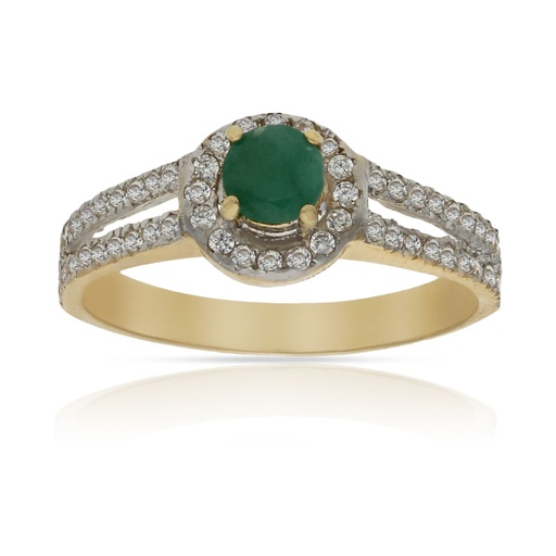 SORTIJA ORO 18KL ESMERALDA FINA + CIRCONITAS