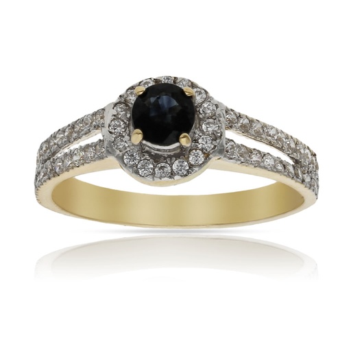 SORTIJA ORO 18KL ZAFIRO FINO + CIRCONITAS