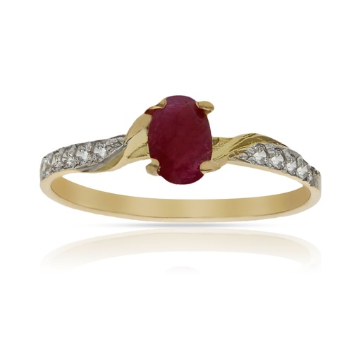 SORTIJA ORO 18KL RUBI FINO + CIRCONITAS