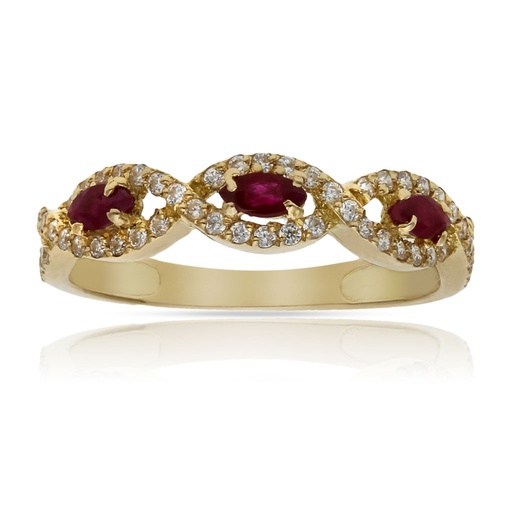 SORTIJA ORO 18KL RUBI FINO + CIRCONITAS