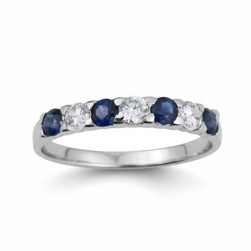 SORTIJA ORO BLANCO 18KL ZAFIRO FINO + CIRCONITAS