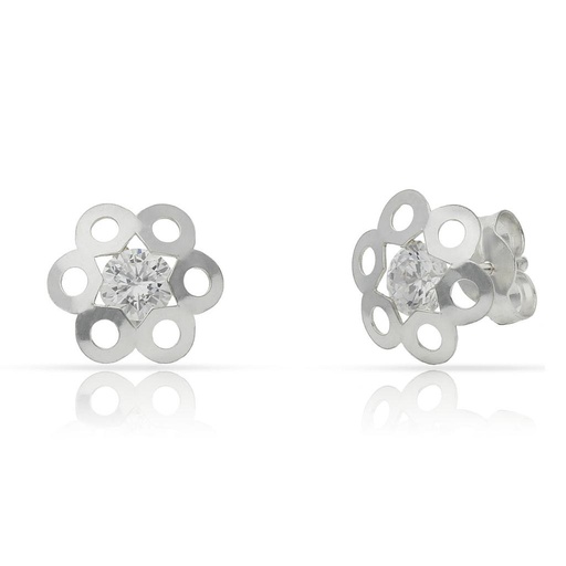 [AG1707] PENDIENTES PLATA 925MM FLOR CIRCONITAS - 10MM