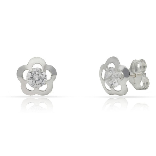 [AG1708] PENDIENTES PLATA 925MM FLOR CIRCONITAS - 8MM