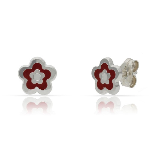 [AG1722] PENDIENTE PLATA 925MM FLOR ESMALTADA - 7.50MM