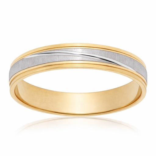 ALIANZA ORO 18KL BICOLOR TALLADA - 4MM