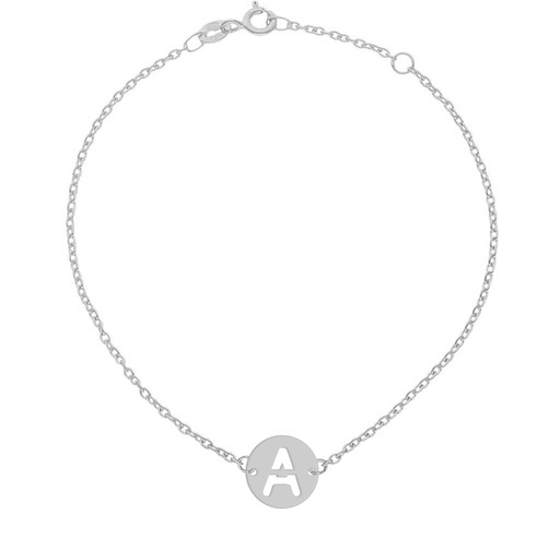 PULSERA ORO BLANCO 18KL LETRA - 10MM