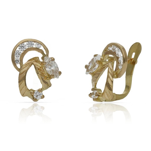 [P1414] PENDIENTES ORO 18KL LUNA CIRCONITAS - 9x12.50MM