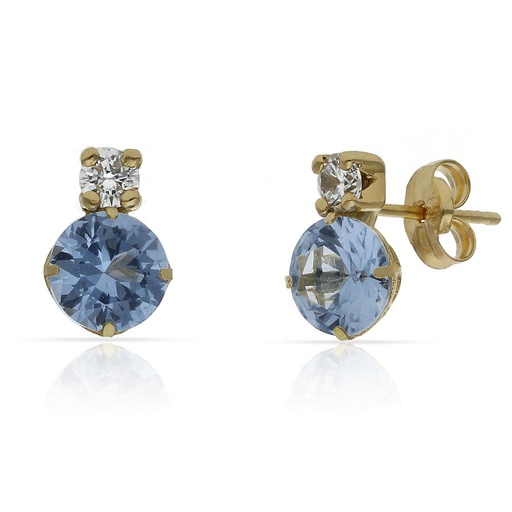 [P1517] PENDIENTES ORO 18KL AZUL + CIRCONITAS