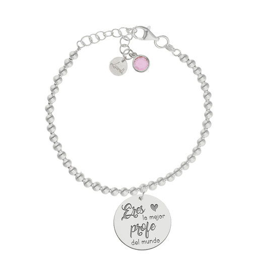 [AG3226] PULSERA MI HISTORIA BOLAS PLATA 925MM MEJOR PROFE