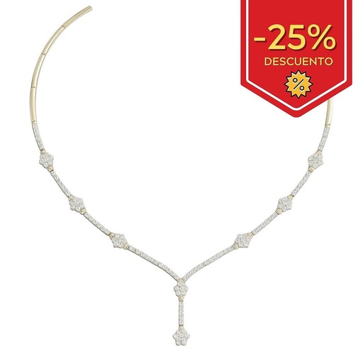 [G4928] GARGANTILLA ORO 18KL ROSETONES CIRCONITAS