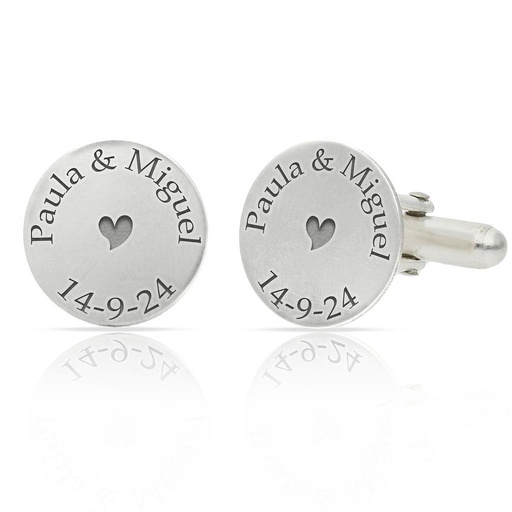 [AG7001] GEMELOS REDONDOS PLATA 925MM NOMBRES + FECHA