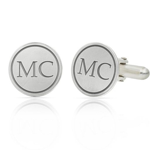 [AG7000] GEMELOS REDONDOS PLATA 925MM INICIALES