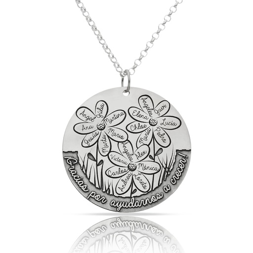 [AG2109] GARGANTILLA PLATA 925MM PROFESORA FLORES - 30MM