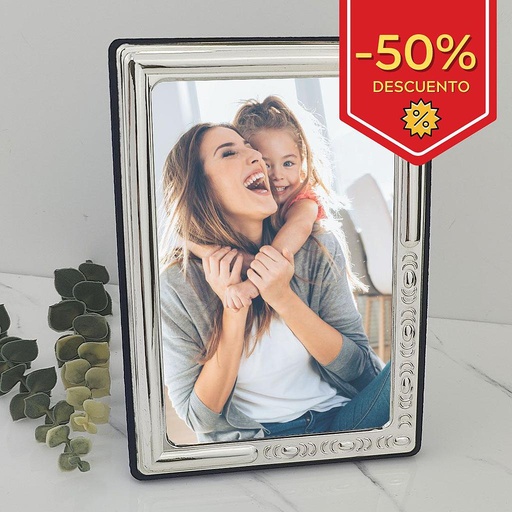 [862D] MARCO EN PLATA 9X13 - TERMINACION EN TERCIOPELO AZUL