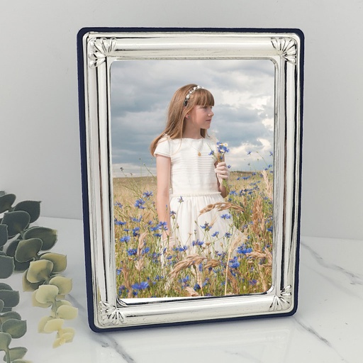 [871D] MARCO EN PLATA 9X13 - TERMINACION EN TERCIOPELO AZUL