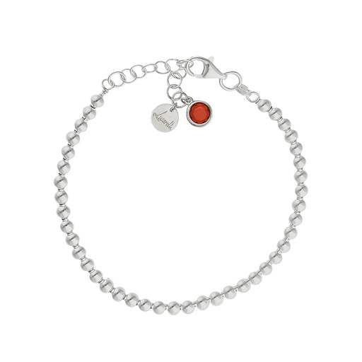 [AG3300J] PULSERA MI HISTORIA PLATA 925MM BOLAS - ROJO