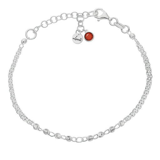 [AG3400J] PULSERA MI HISTORIA PLATA 925MM FORZADA + BOLAS - ROJO