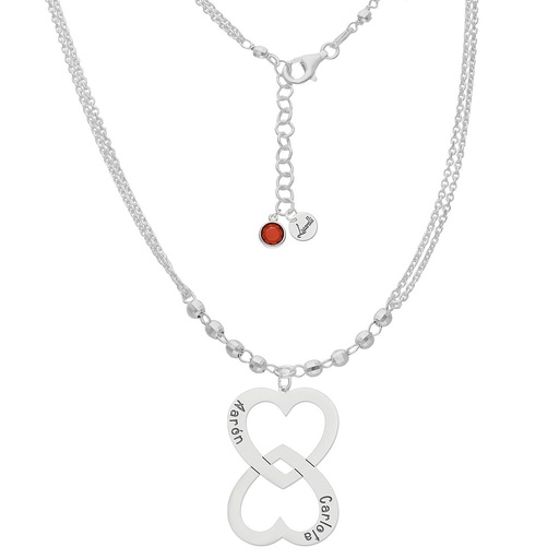 [AG2122] GARGANTILLA PLATA 925MM -  2 CORAZONES ENTRELAZADOS