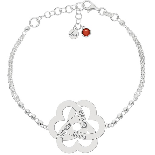 [AG343] PULSERA PLATA 925MM FORZADA + BOLAS - 3 CORAZONES