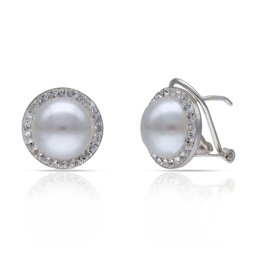 [AG1779] PENDIENTES PLATA 925MM CIRCONITAS + PERLAS - 13MM