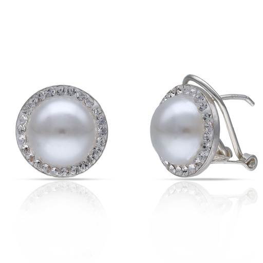 [AG1778] PENDIENTES PLATA 925MM CIRCONITAS + PERLAS - 14MM