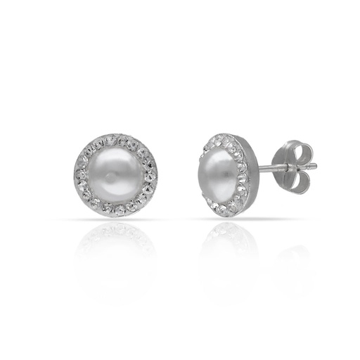 [AG1783] PENDIENTES PLATA 925MM PERLAS + CIRCONITAS - 8MM