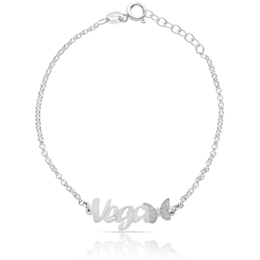 [AG347] PULSERA PLATA 925MM NOMBRE + MARIPOSA