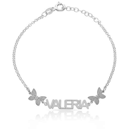 [AG345] PULSERA PLATA 925MM NOMBRE + MARIPOSAS