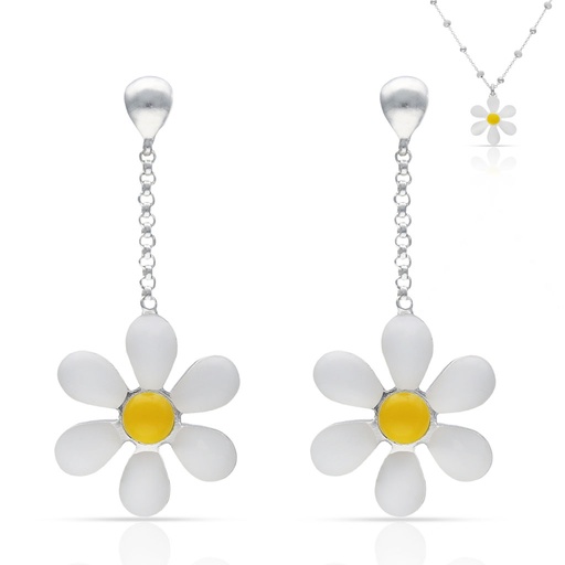 [AG1793] PENDIENTES PLATA 925MM MARGARITAS ESMALTADAS