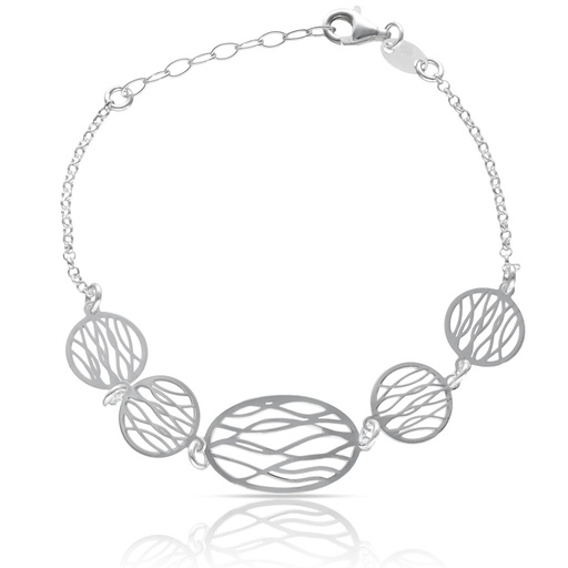[AG9028] PULSERA PLATA 925MM OVAL + CIRCULOS