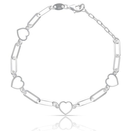 [AG9019] PULSERA PLATA 925MM CORAZONES + ESLABONES