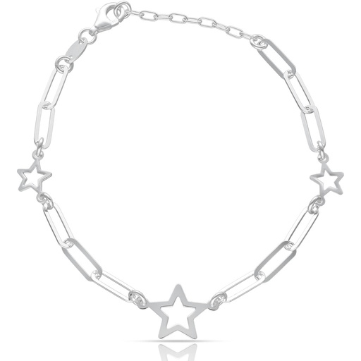 [AG9017] PULSERA PLATA 925MM ESTRELLAS + ESLABONES