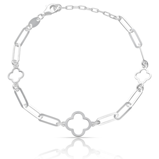 [AG9016] PULSERA PLATA 925MM TREBOL + ESLABONES