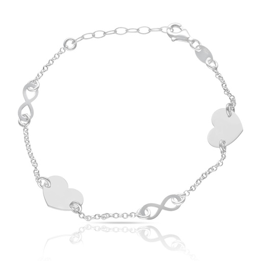[AG9013] PULSERA PLATA 925MM CORAZONES + INFINITOS
