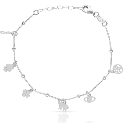 [AG9010] PULSERA PLATA 925MM MINI CHARMS AMULETOS ESMALTADOS