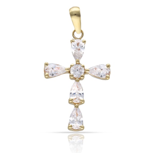 [C510] CRUZ ORO 18KL CIRCONITAS - 14x20MM