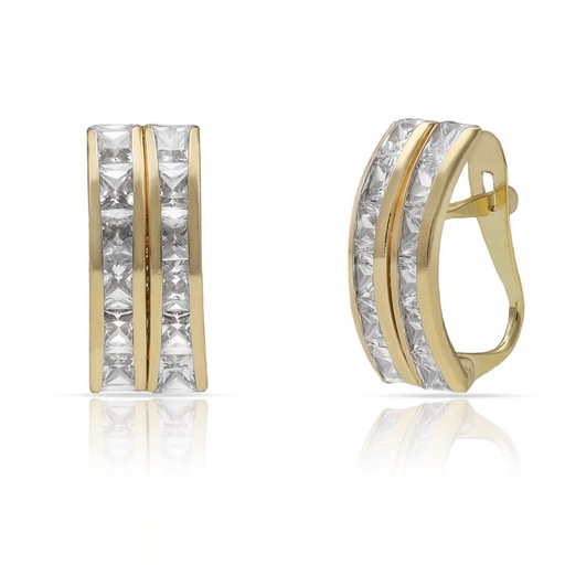 [P1581] PENDIENTES ORO 18KL DOBLE BARRA CIRCONITAS