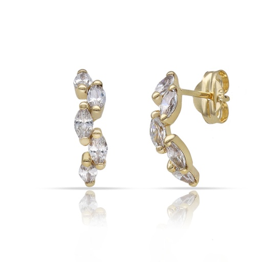 [P1554] PENDIENTES ORO 18KL MEDIO ARO CIRCONITAS