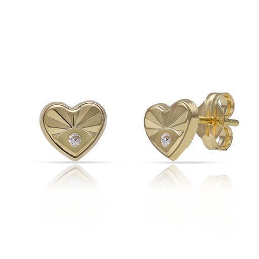 [P1564] PENDIENTES ORO CORAZON CIRCONITAS - 6.50x5.50MM