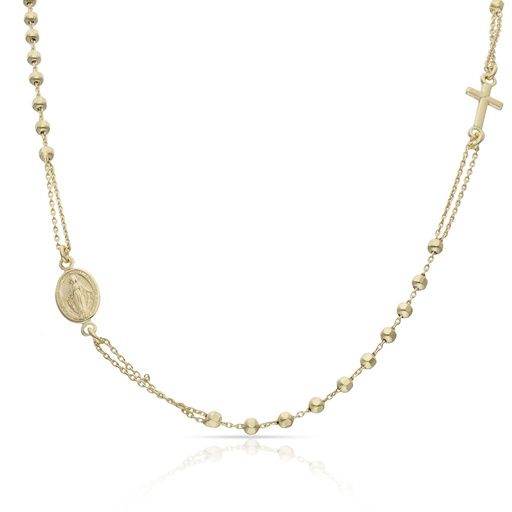 [AG8007] GARGANTILLA PLATA CHAPADA EN ORO ROSARIO