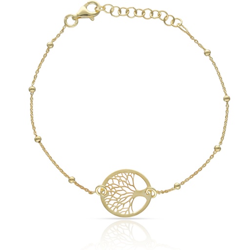 [AG9040] PULSERA PLATA CHAPADA EN ORO ARBOL DE LA VIDA