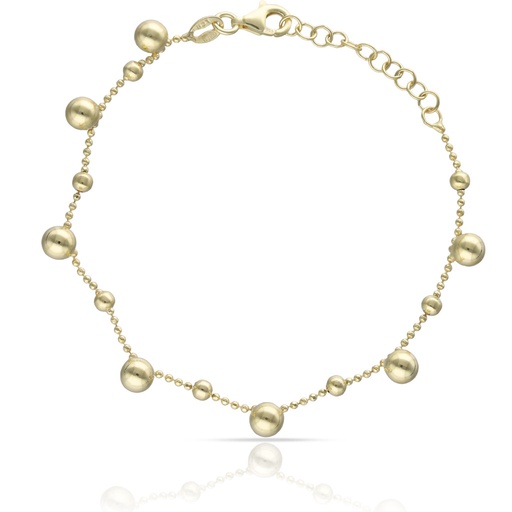[AG9036] PULSERA PLATA CHAPADA ORO BOLAS