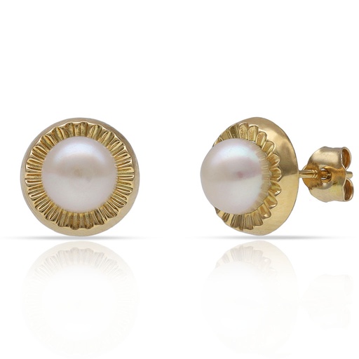 [P1599] PENDIENTES ORO 18KL REDONDOS + PERLAS CULTIVADAS