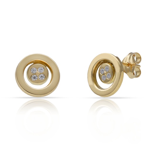 [P1595] PENDIENTES ORO 18KL REDONDOS CIRCONITAS - 9MM